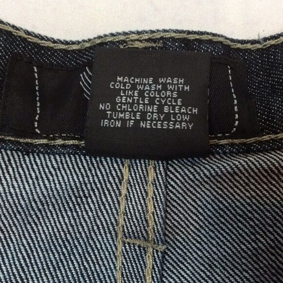 ROK Men’s Sz 44x34 Blue Jeans Denim Straight Leg Embroidered Pockets Whiskering - Picture 6 of 11